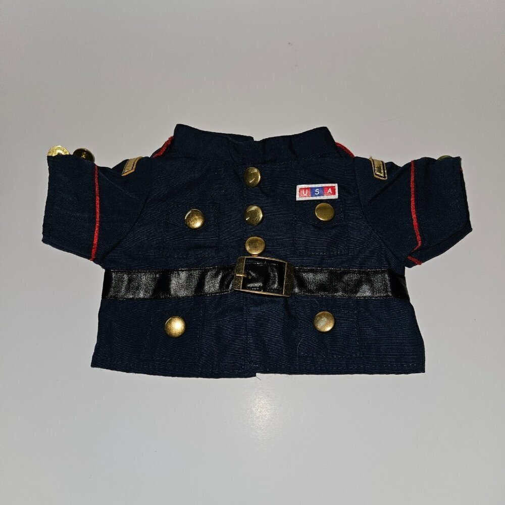 BABW Build A Bear Workshop Blue USA Military Top Gold Buttons Marine Uniform